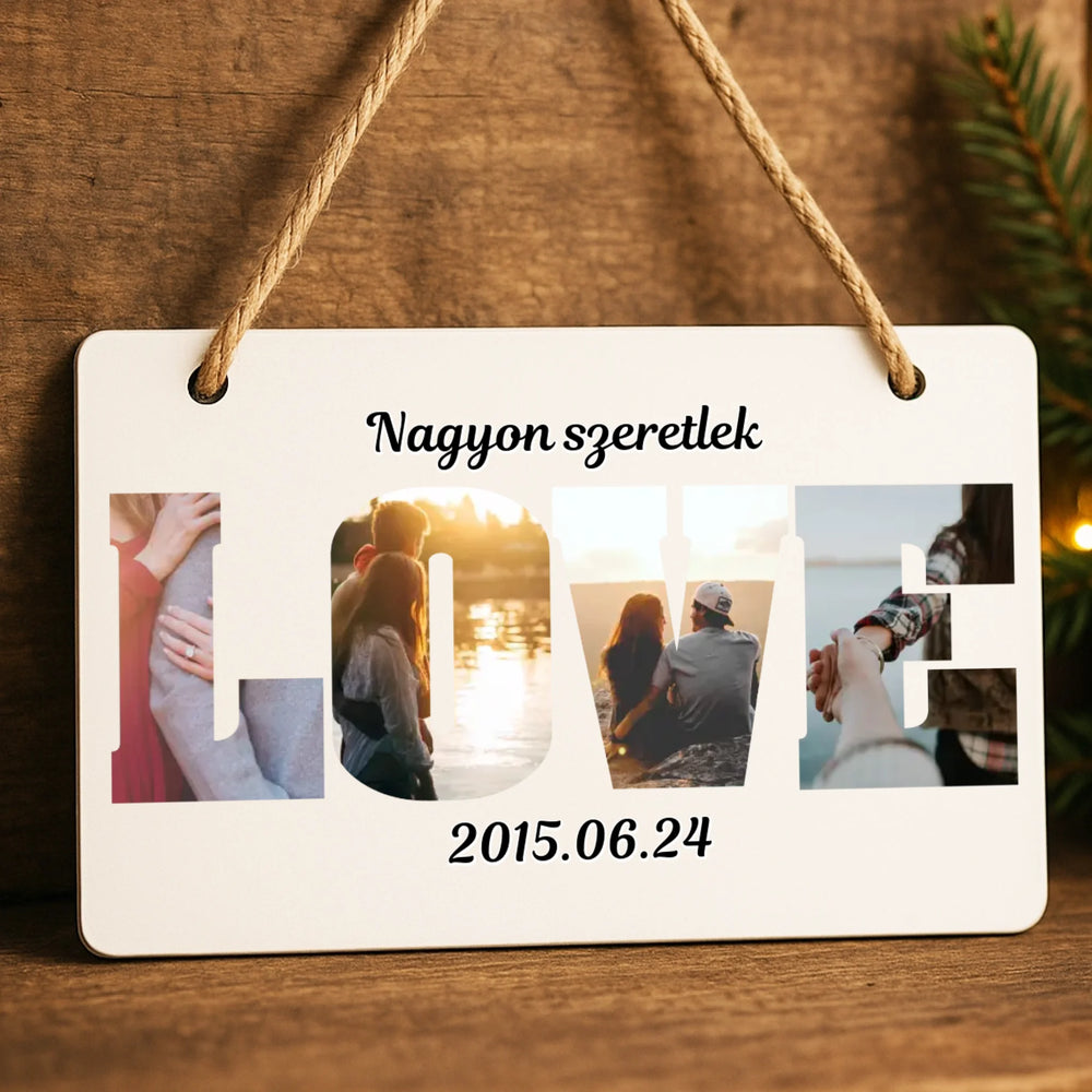 Love feliratos ajtódísz