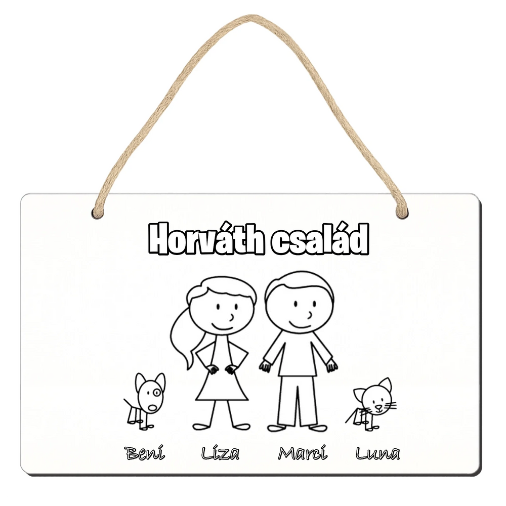 Egyedi családos ajtódísz