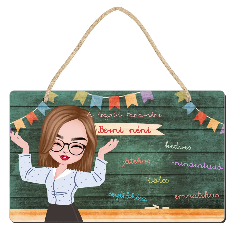 Személyre szabható ajándék - a legjobb óvó/tanárnéni fali dekor tábla jellemzőkkel