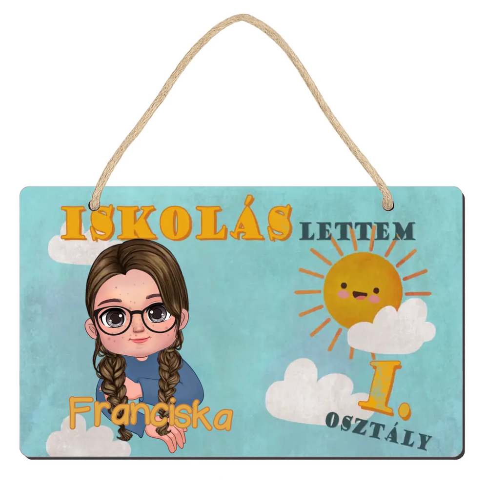 Egyedi ajándék gyerekeknek - iskolás lettem személyre szabható fali dekor tábla