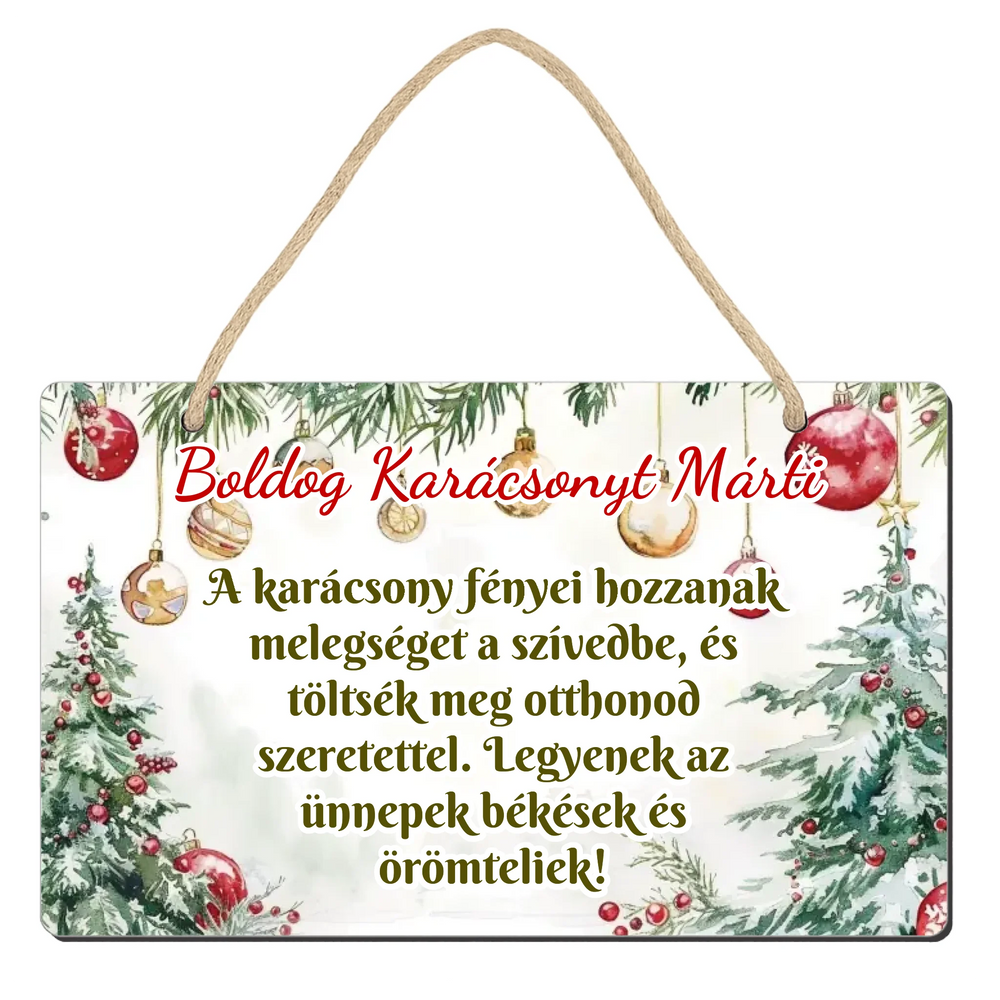 Szerkeszthető feliratos karácsonyi ajándék dísztábla