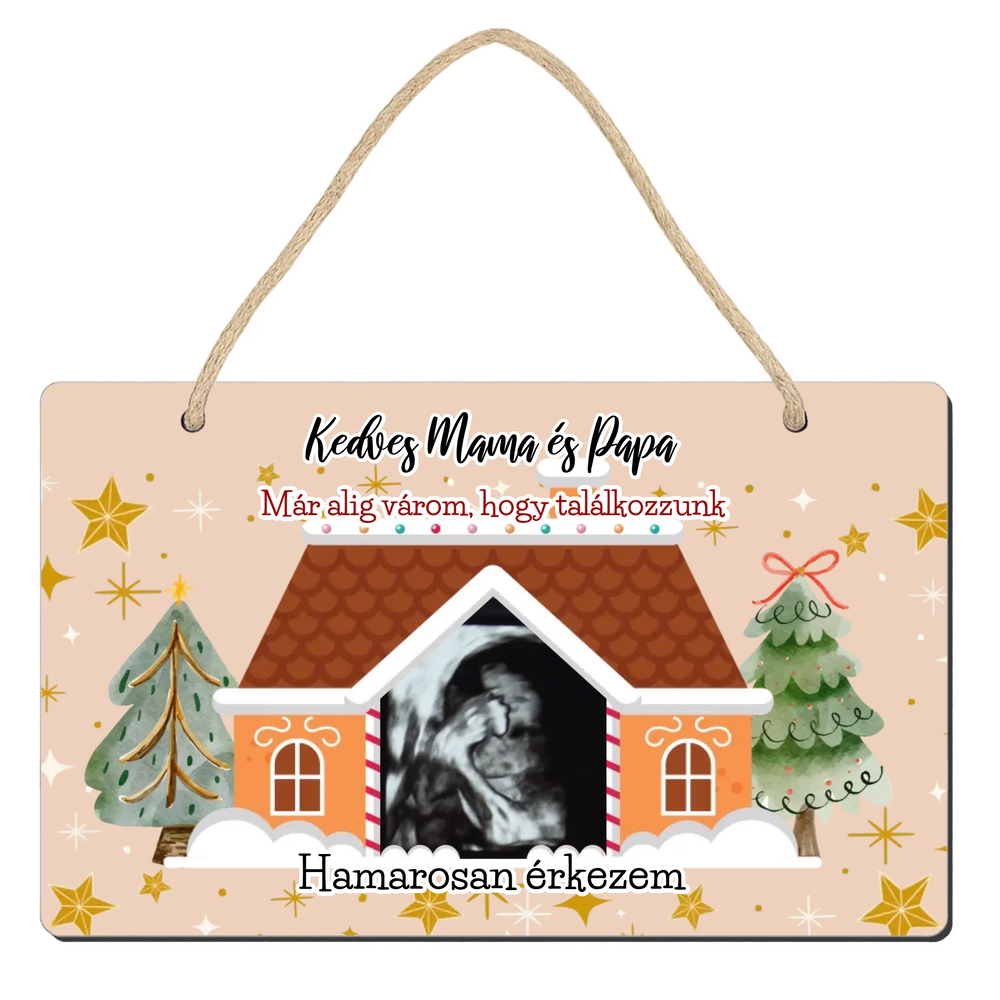 Karácsonyi ajándék dísztábla ultrahang fotóval