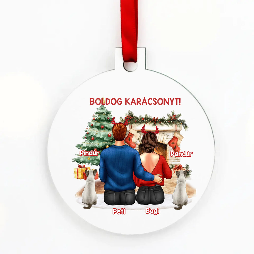 Páros kerek karácsonyfadísz macskásoknak