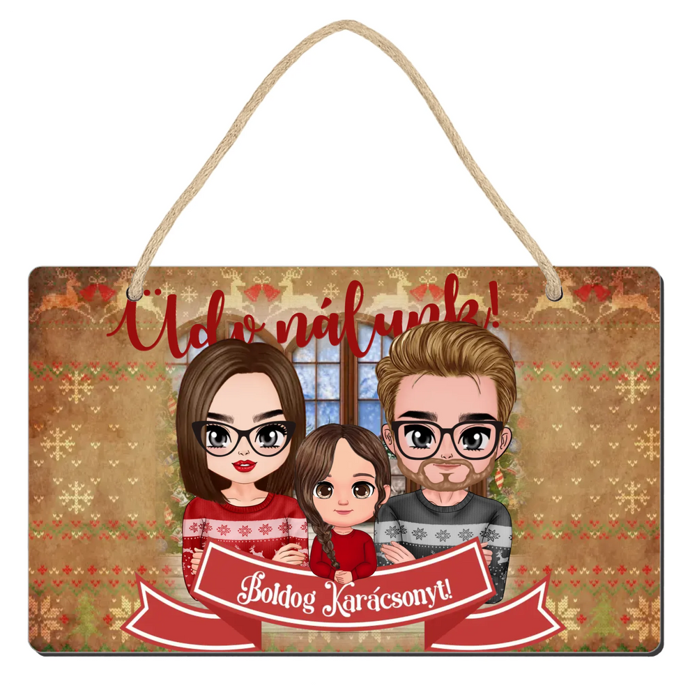 Karácsonyi ajándék egyedi ajtókopogtató szerkeszthető cuki karakterekkel