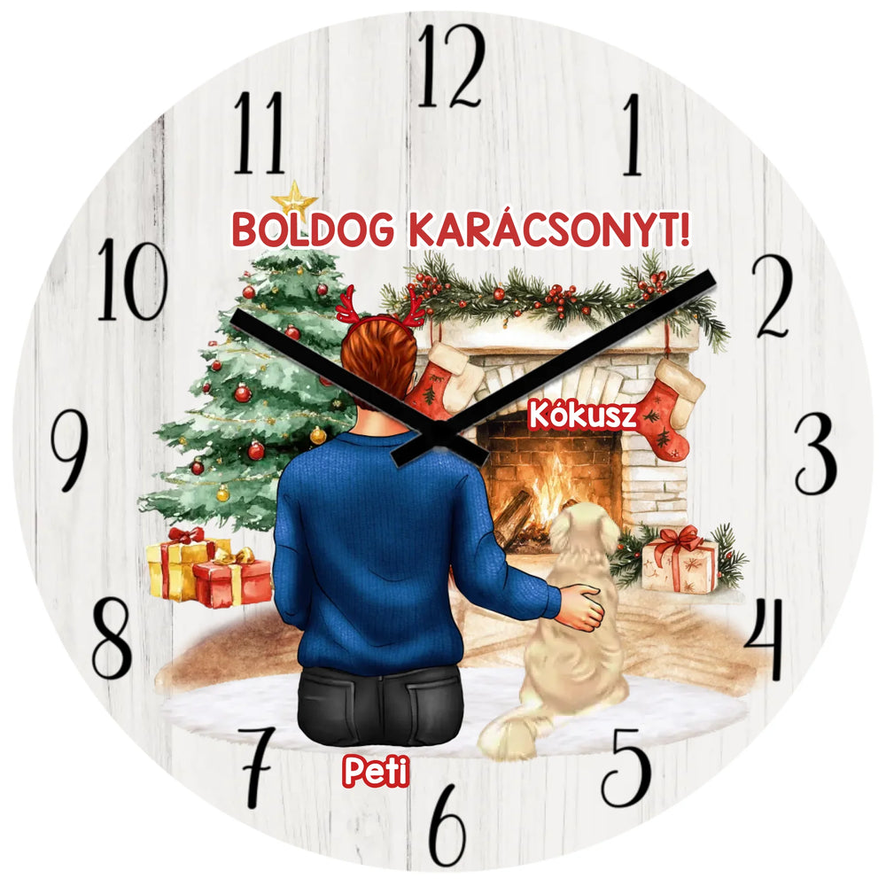 Karácsonyi ajándék falióra kutyagazdiknak fiús