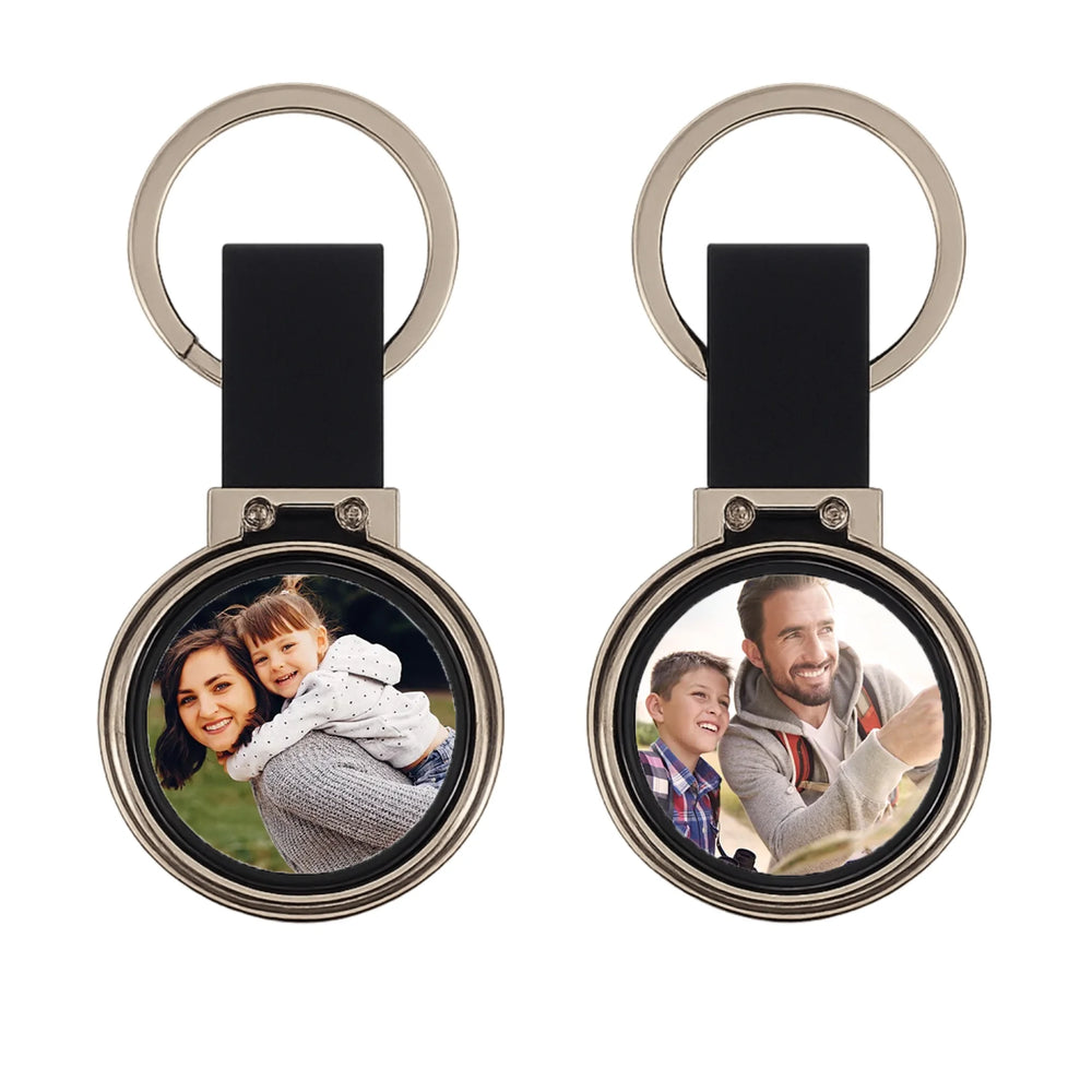 Karácsonyi ajándék apának - egyedi képes kétoldalas kulcstartó