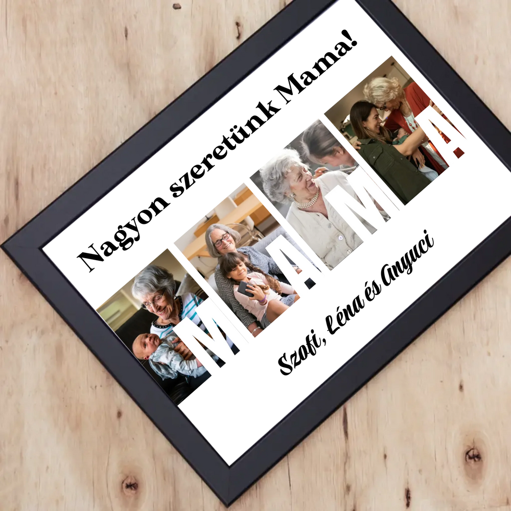 Ajándék Mamának - Egyedi képes Mama szeretünk falikép