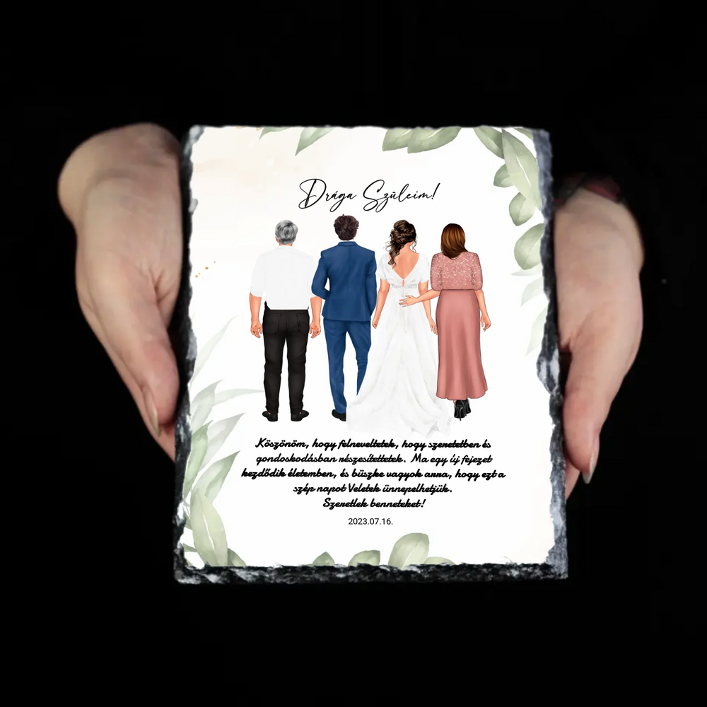 Drága Szüleim gránitkép - személyre szabható esküvői köszönőajándék szülőknek
