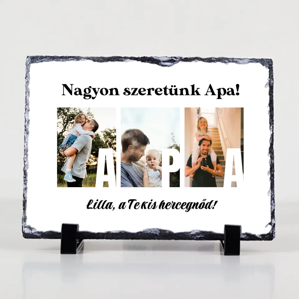 Ajándék Apának - Egyedi képes Apa szeretünk gránitlap