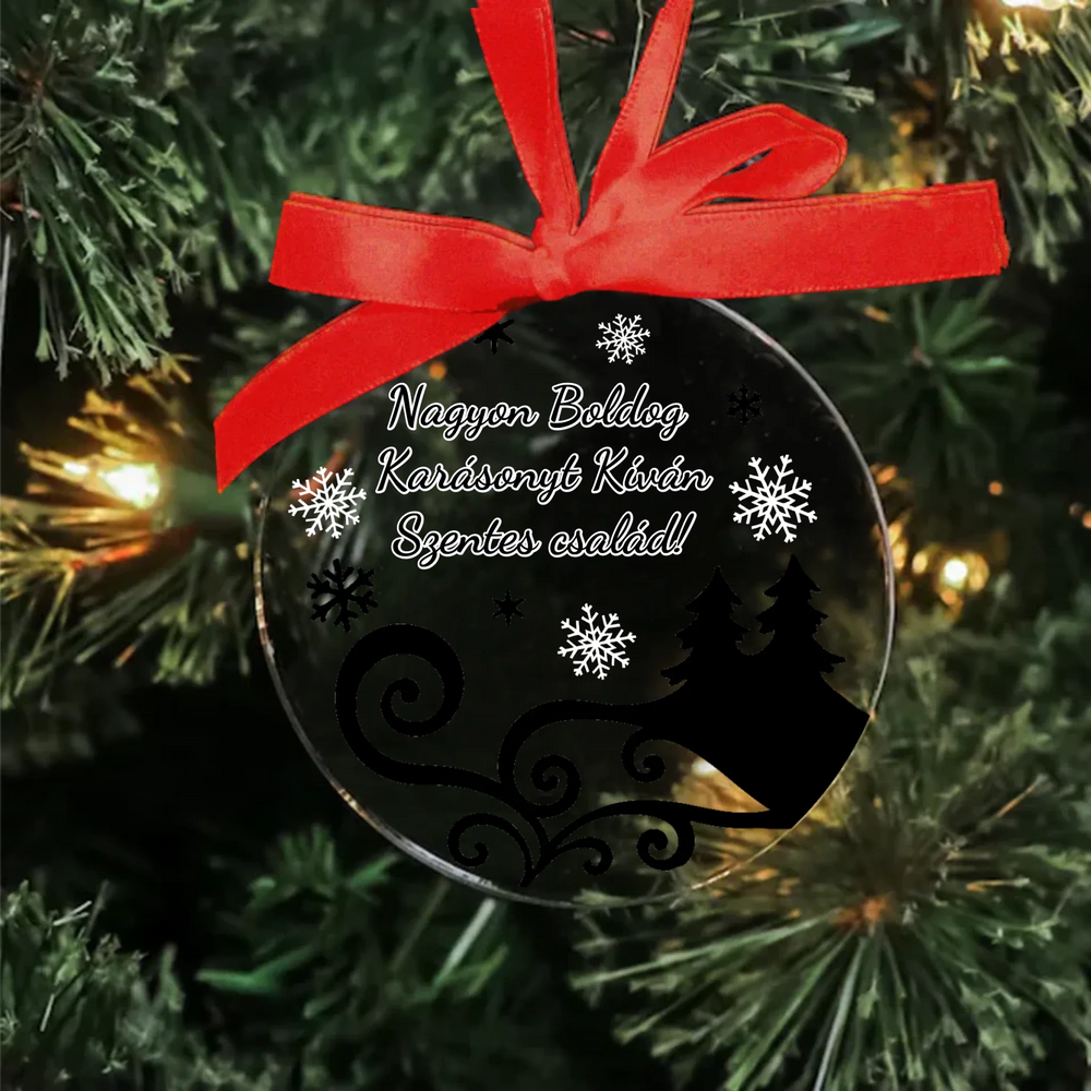 Egyedi neves ajándék üveg karácsonyfadísz