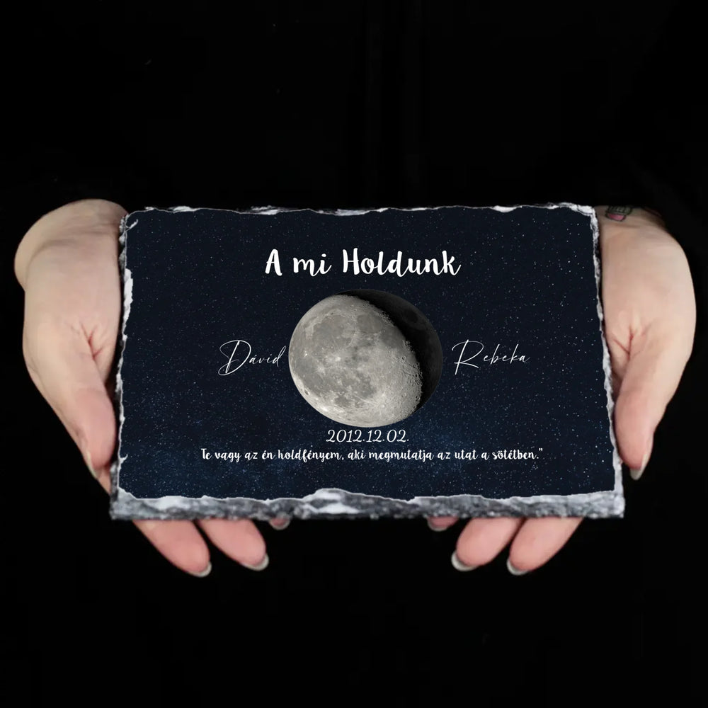 A mi holdunk - egyedi képes ajándék gránitlap szerkeszthető felirattal