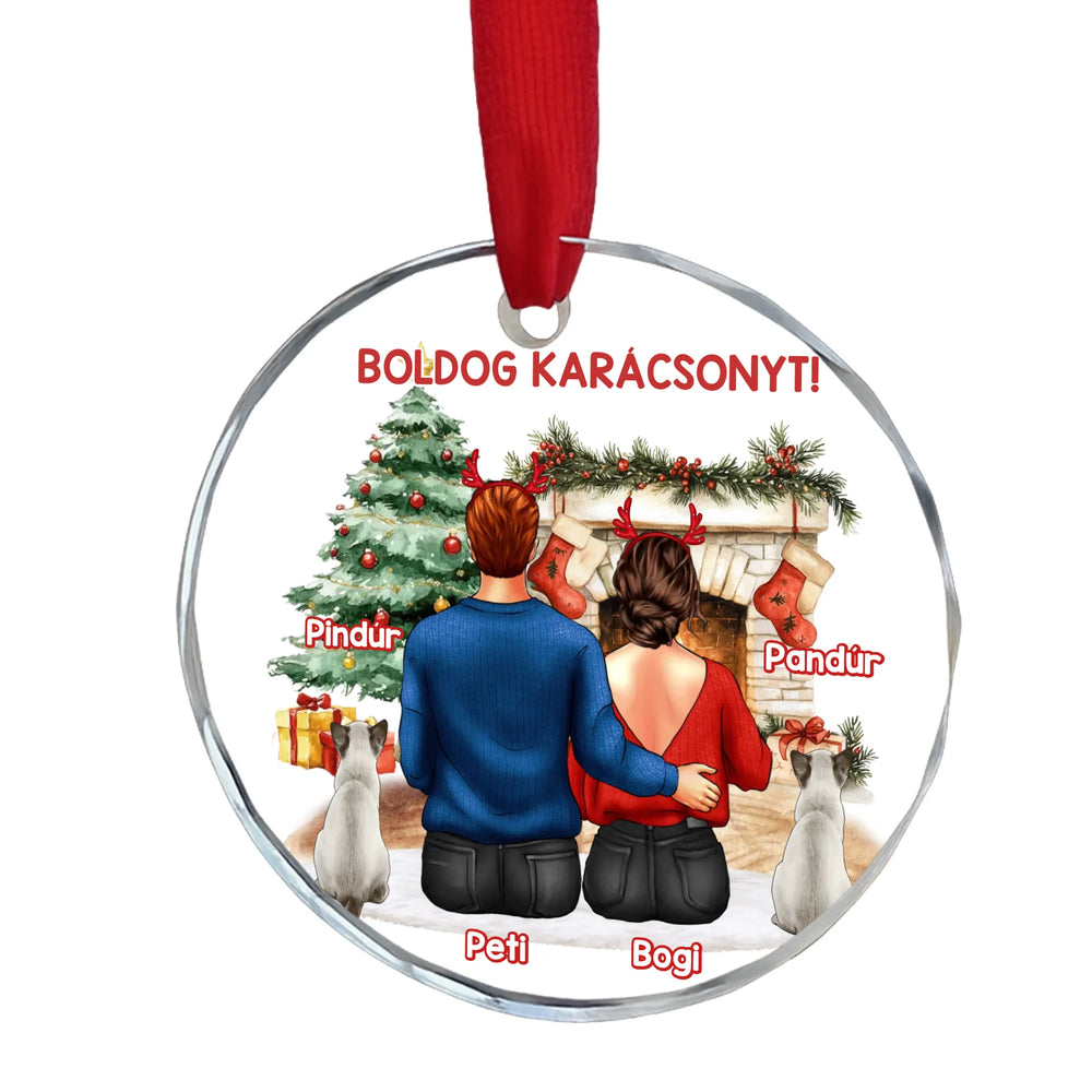 Macskás karácsonyi üvegdísz - egyedi karácsonyi ajándék gazdiknak