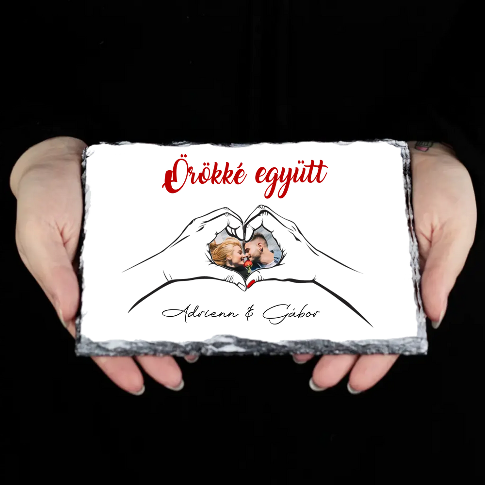 Örökké együtt egyedi képes Valentin napi gránitlap pároknak