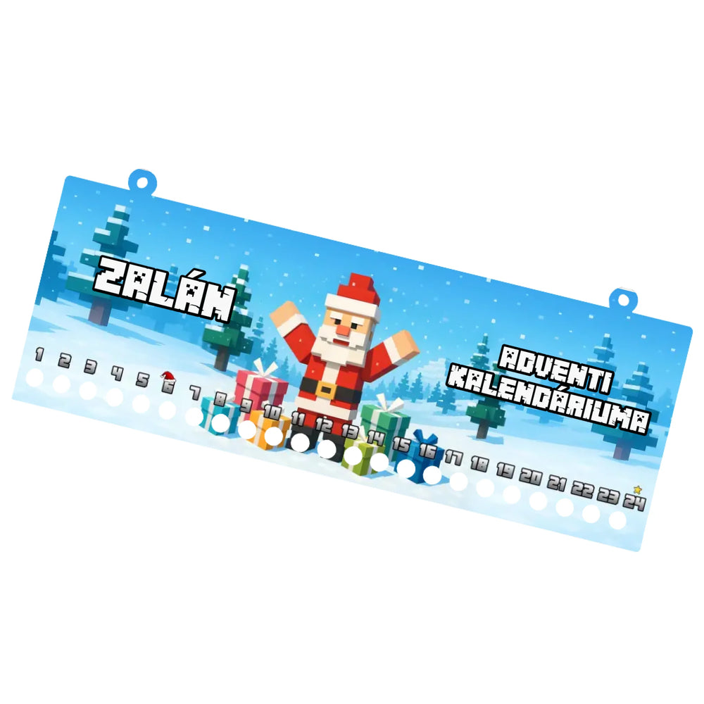 Minecraft stílusú adventi kalendárium gyerekeknek - egyedi névvel