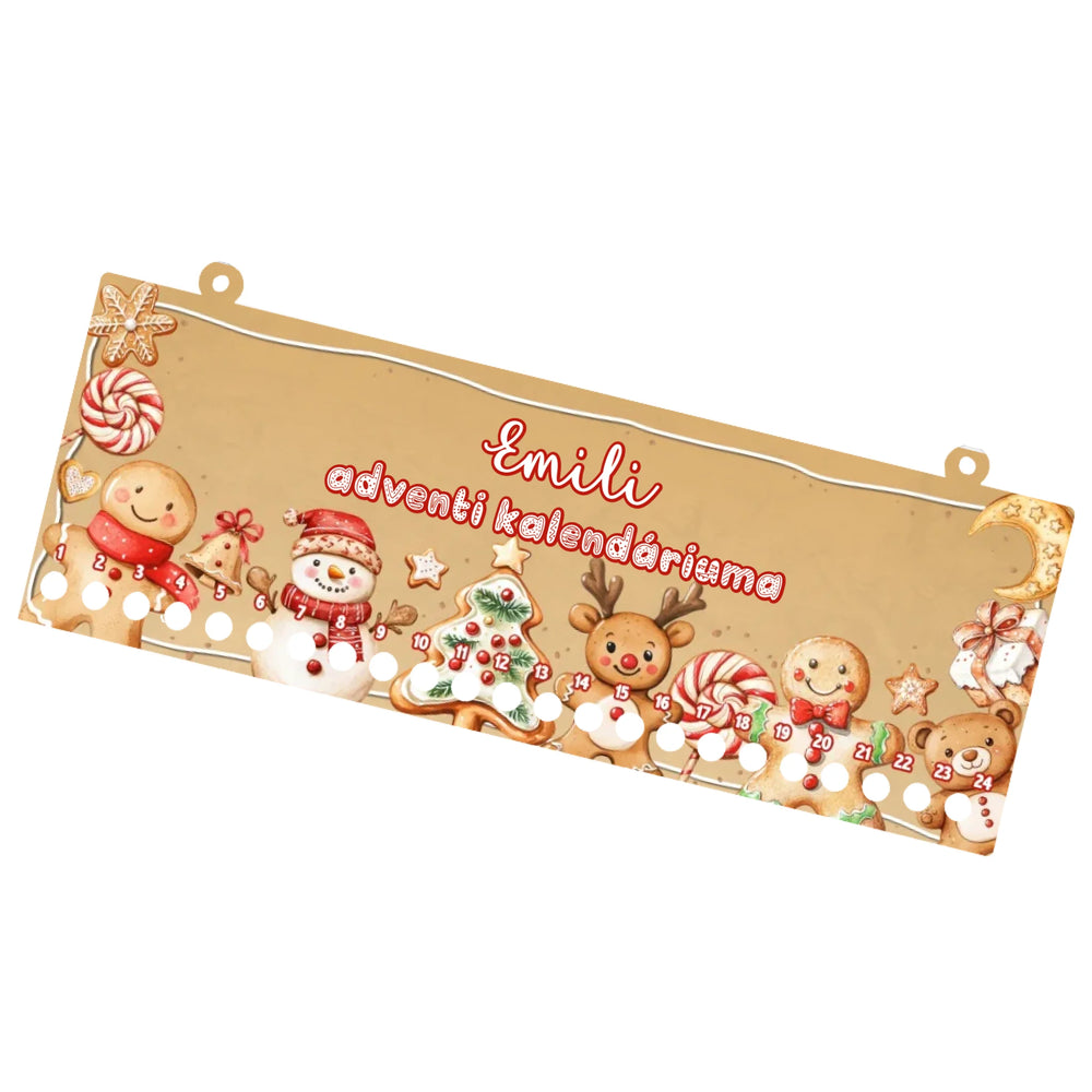 Egyedi névre szóló mézeskalács adventi kalendárium gyerekeknek