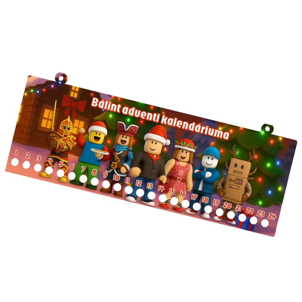 Roblox figurás adventi kalendárium gyerekeknek egyedi névvel