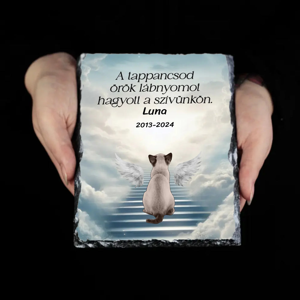 Örök tappancsnyom gránitlap cicával