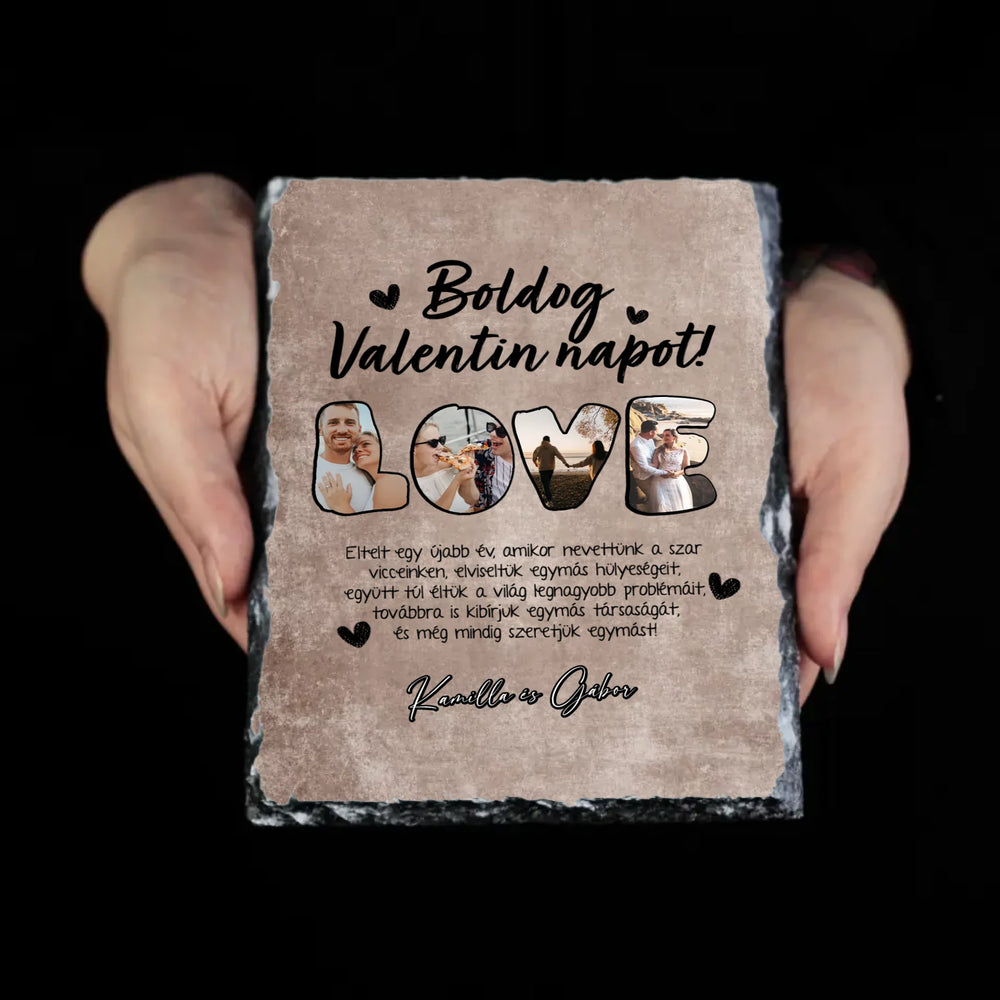 Eltelt egy újabb év valentin napi egyedi képes ajándék gránitlap