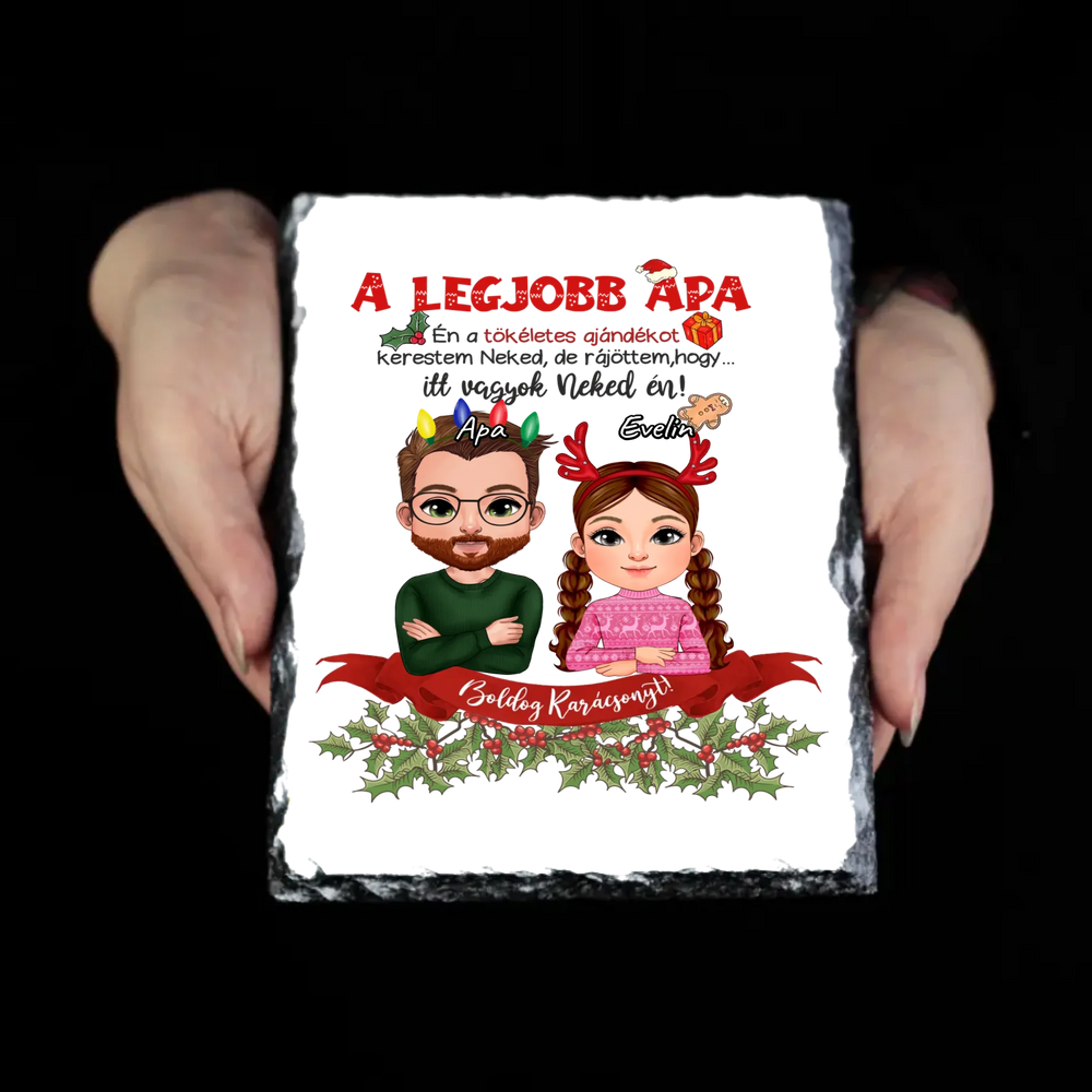 A tökéletes karácsonyi ajándékot kerestem gránitlap Apa lánya karakterrel