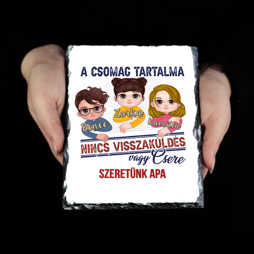 A csomag tartalma-szerkeszthető karakteres vicces apák napi ajándék gránitkép