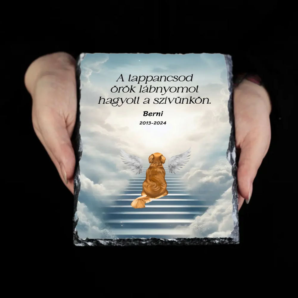 Örök tappancsnyom gránitlap kutyussal