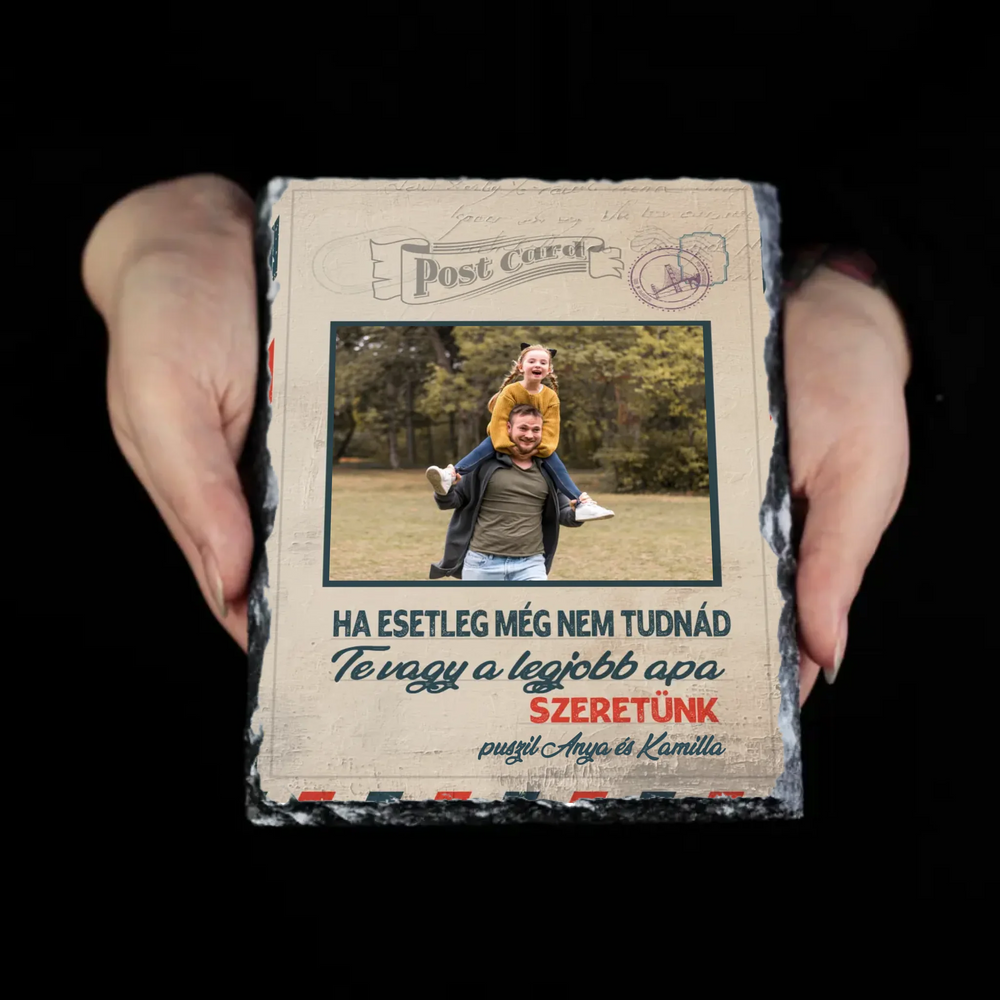 Egyedi apák napi ajándék apáknak - Te vagy a legjobb apa gránitlap XL