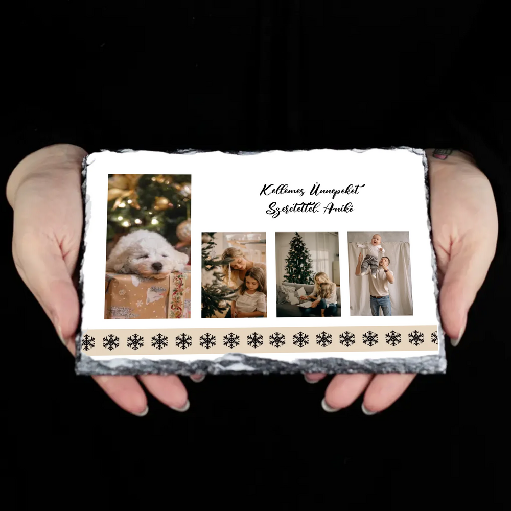 Ajándék gránitkép Kellemes Ünnepeket felirattal