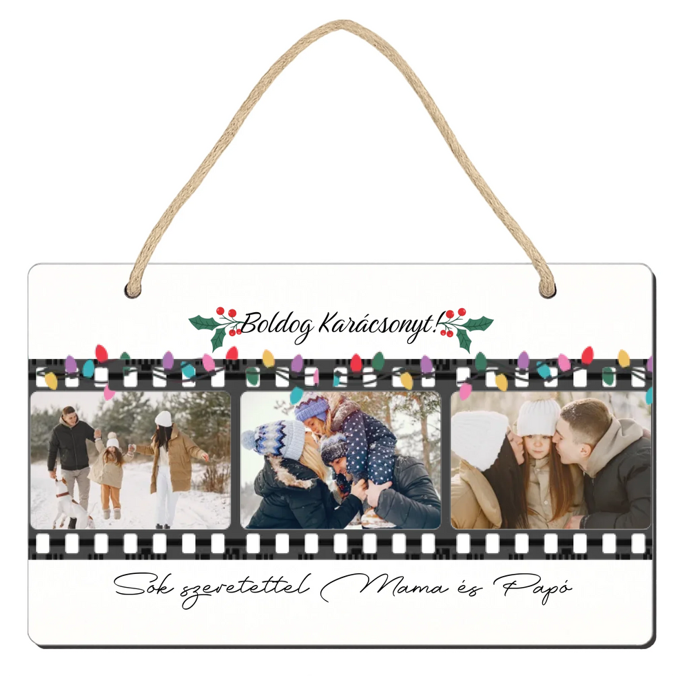 Karácsonyi dísztábla - egyedi képes ajándék karácsonyi tábla felirattal