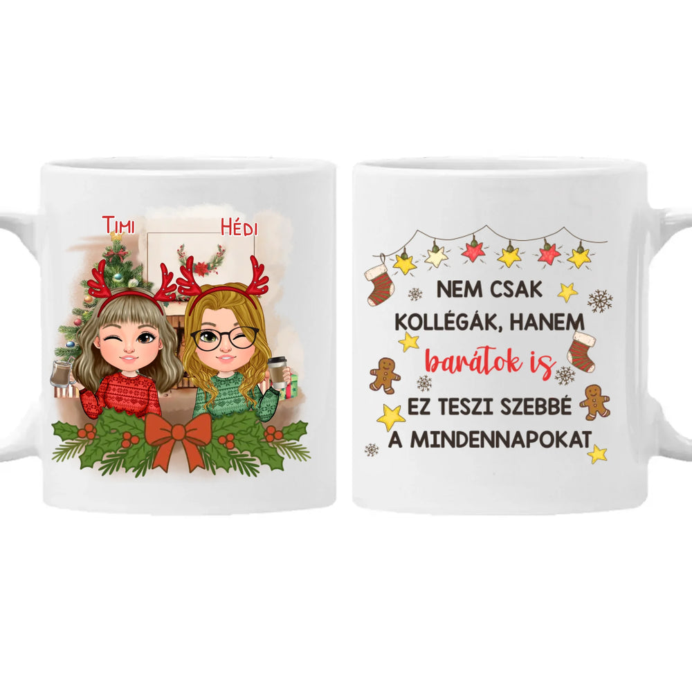 Egyedi karácsonyi bögre munkatársaknak - akár 4 lánnyal