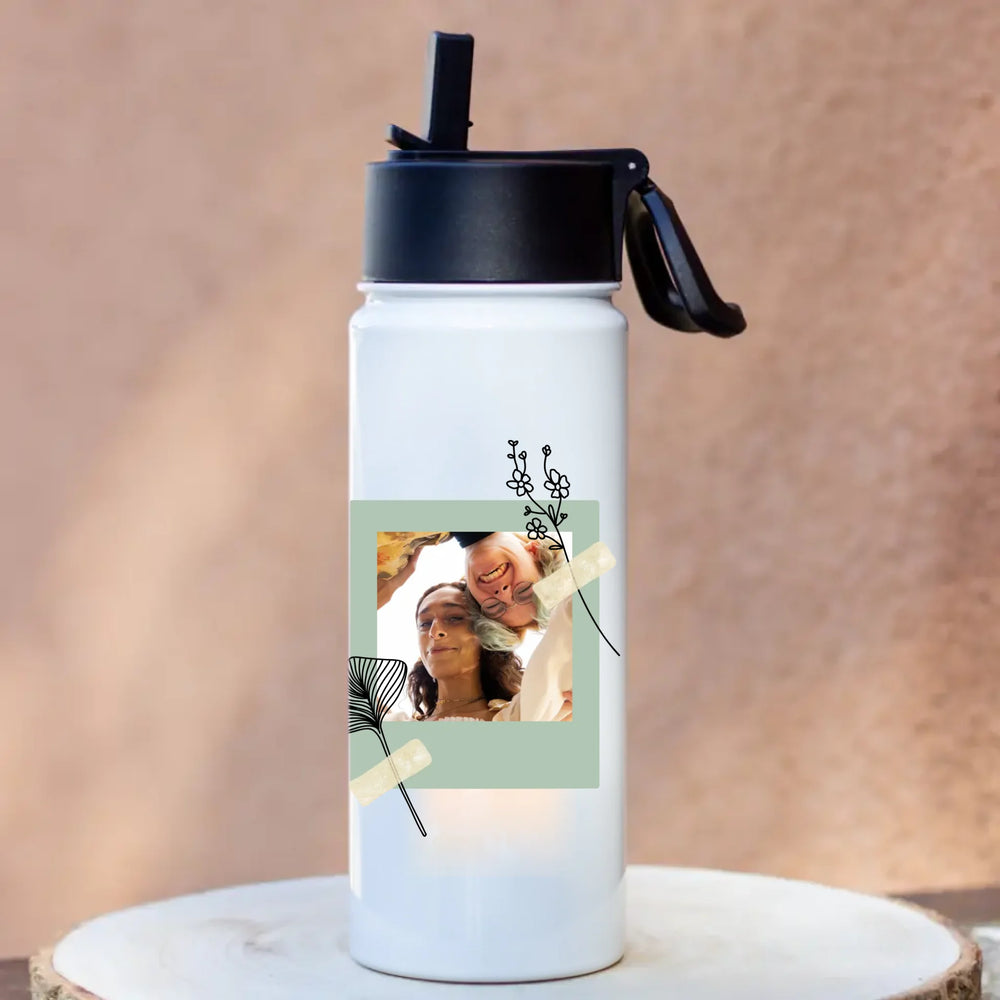 Szívószálas fényképes kulacs