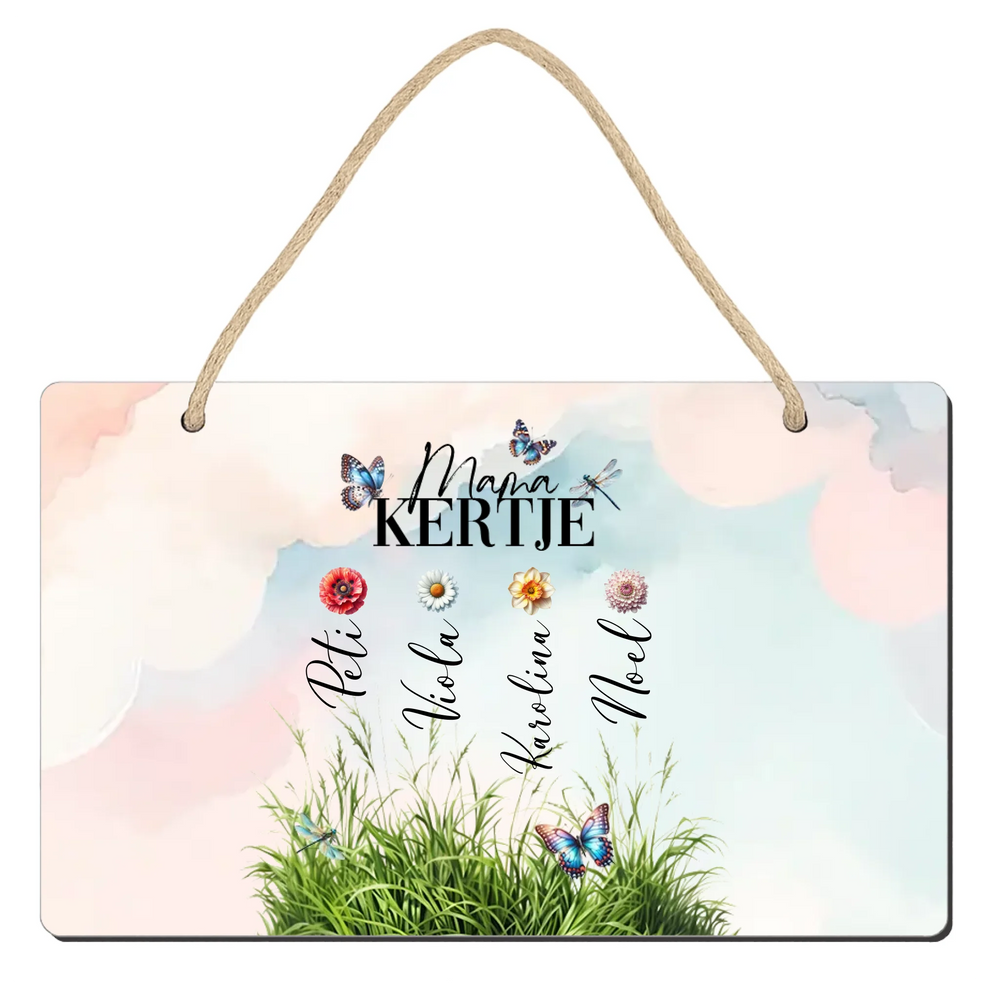 Mama kertje - szerkeszthető mintás fa dísztábla