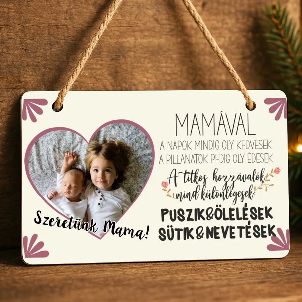 Egyedi képes anyák napi ajándék nagymamáknak - fali dekor tábla