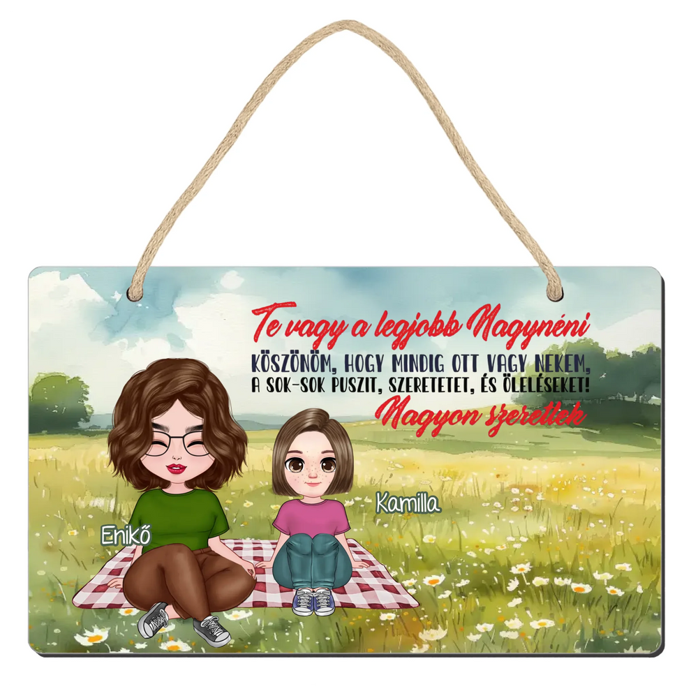 Te vagy a legjobb Nagynéni cuki karakteres egyedi anyák napi ajándék dísztábla