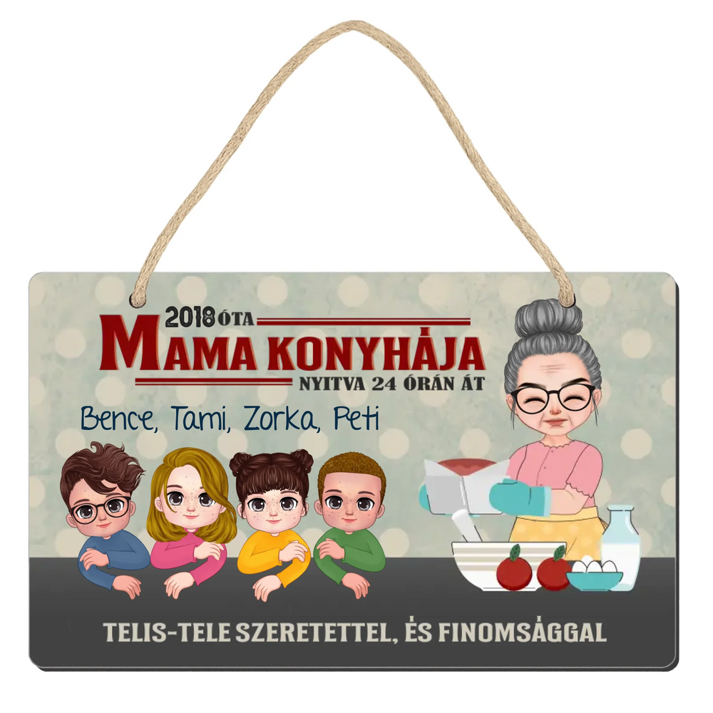 Mama konyhája falidísz- személyre szabható ajándék nagymamáknak