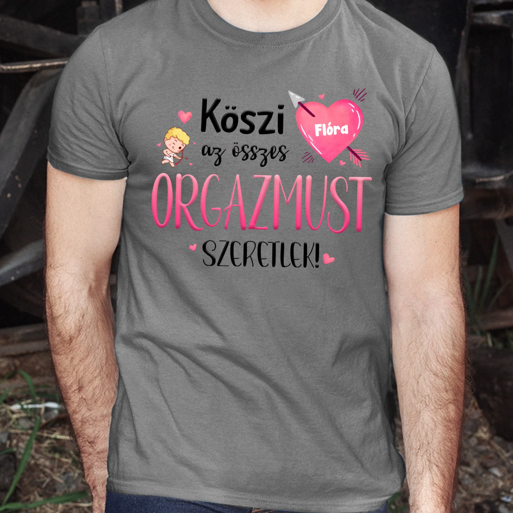 Köszi az összes orgazmust - Valentin napi férfi póló saját névvel