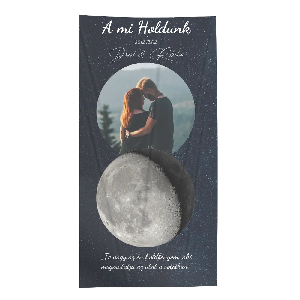 A Mi Holdunk - egyedi képes törölköző szerkeszthető felirattal