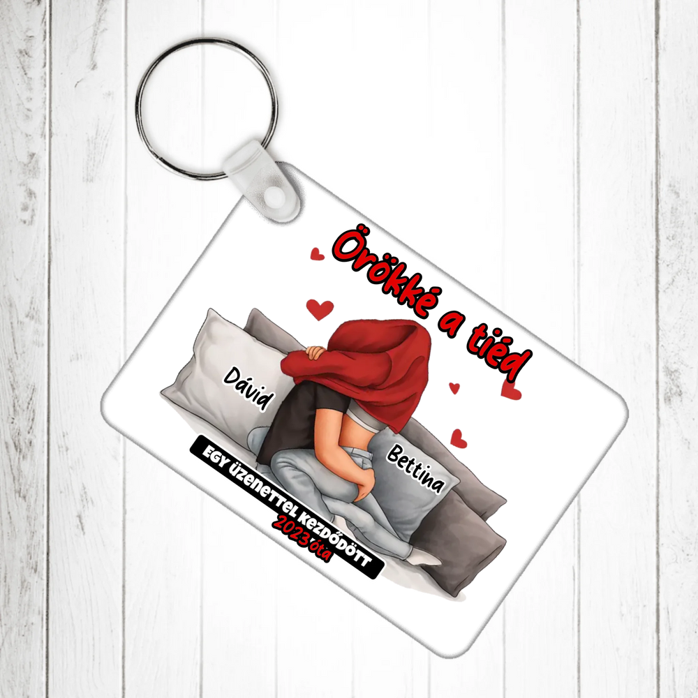 Örökké a tiéd - Valentin-napi kulcstartó szerkeszthető felirattal