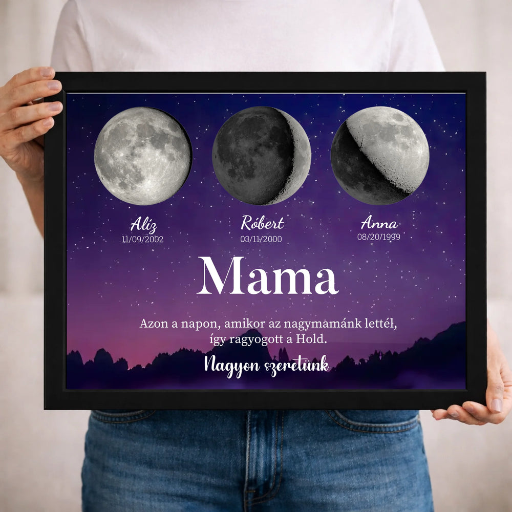 Ajándék mamának - Holdfázisos falikép szerkeszthető feliratokkal