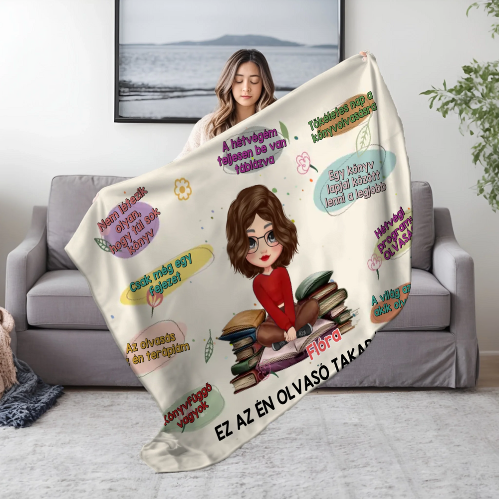Személyre szabható olvasó takaró - cuki karakteres pléd lányoknak