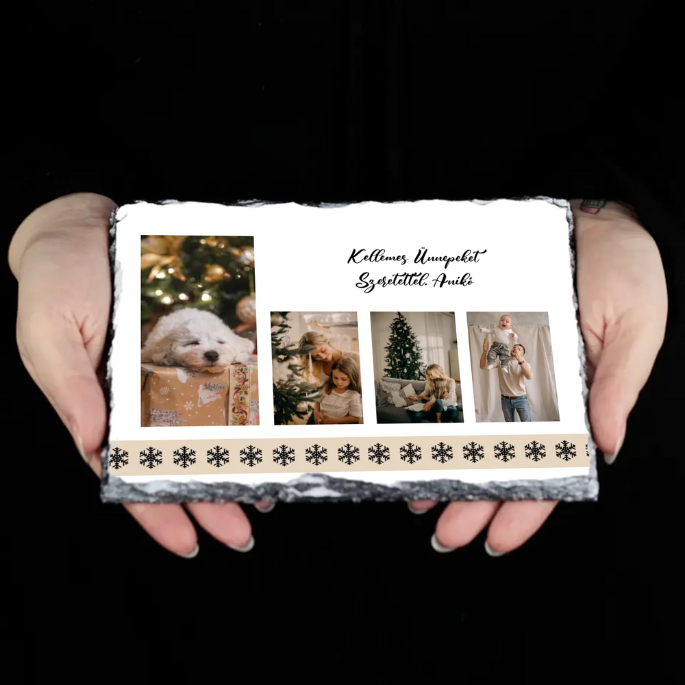 Ajándék gránitkép Kellemes Ünnepeket felirattal