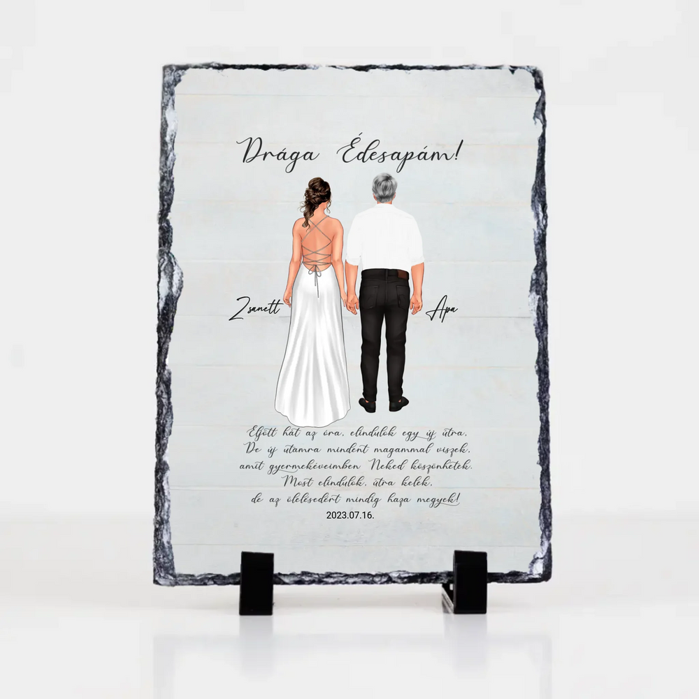 Drága Édesapám gránitkép - személyre szabható esküvői köszönőajándék apáknak