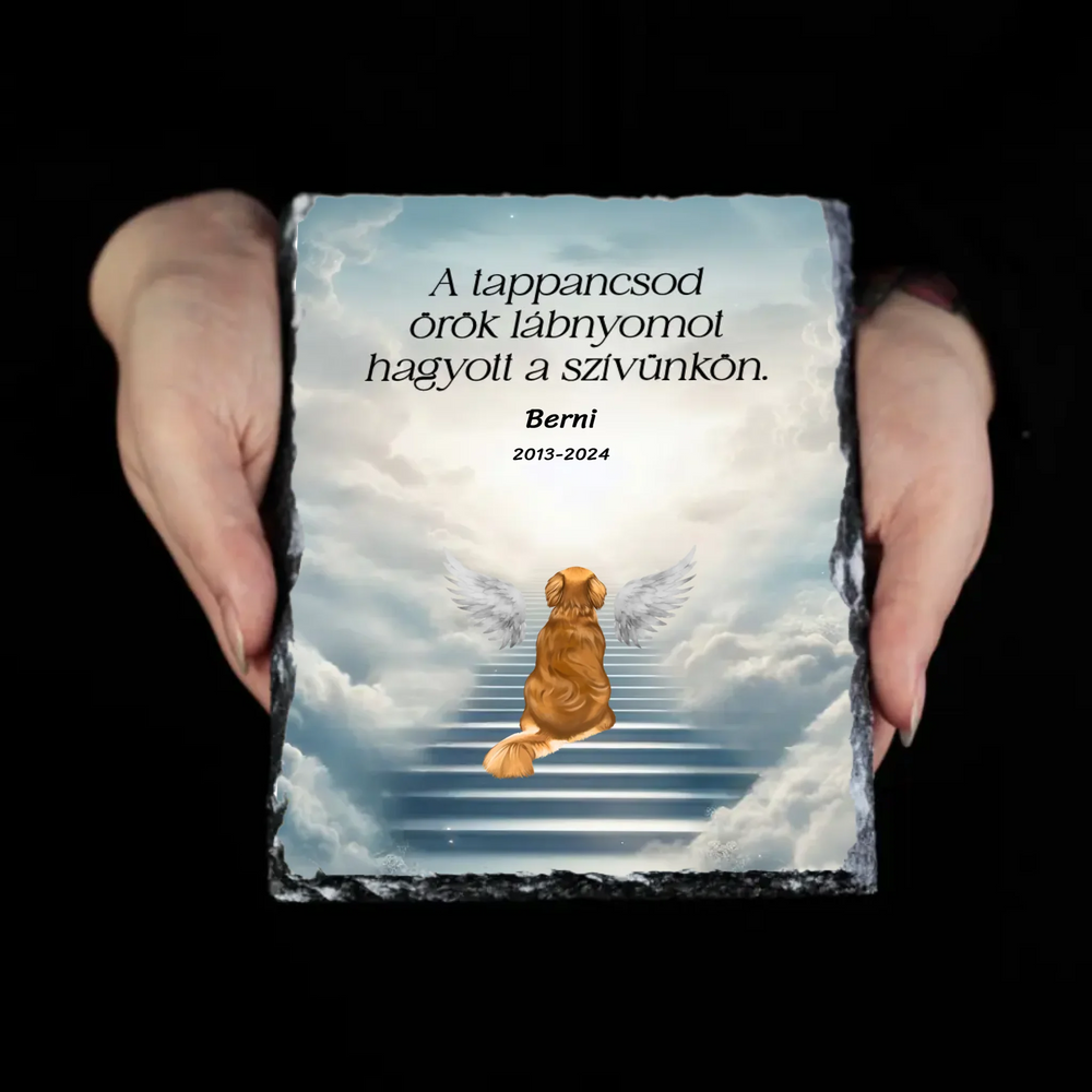 Örök tappancsnyom gránitlap kutyussal