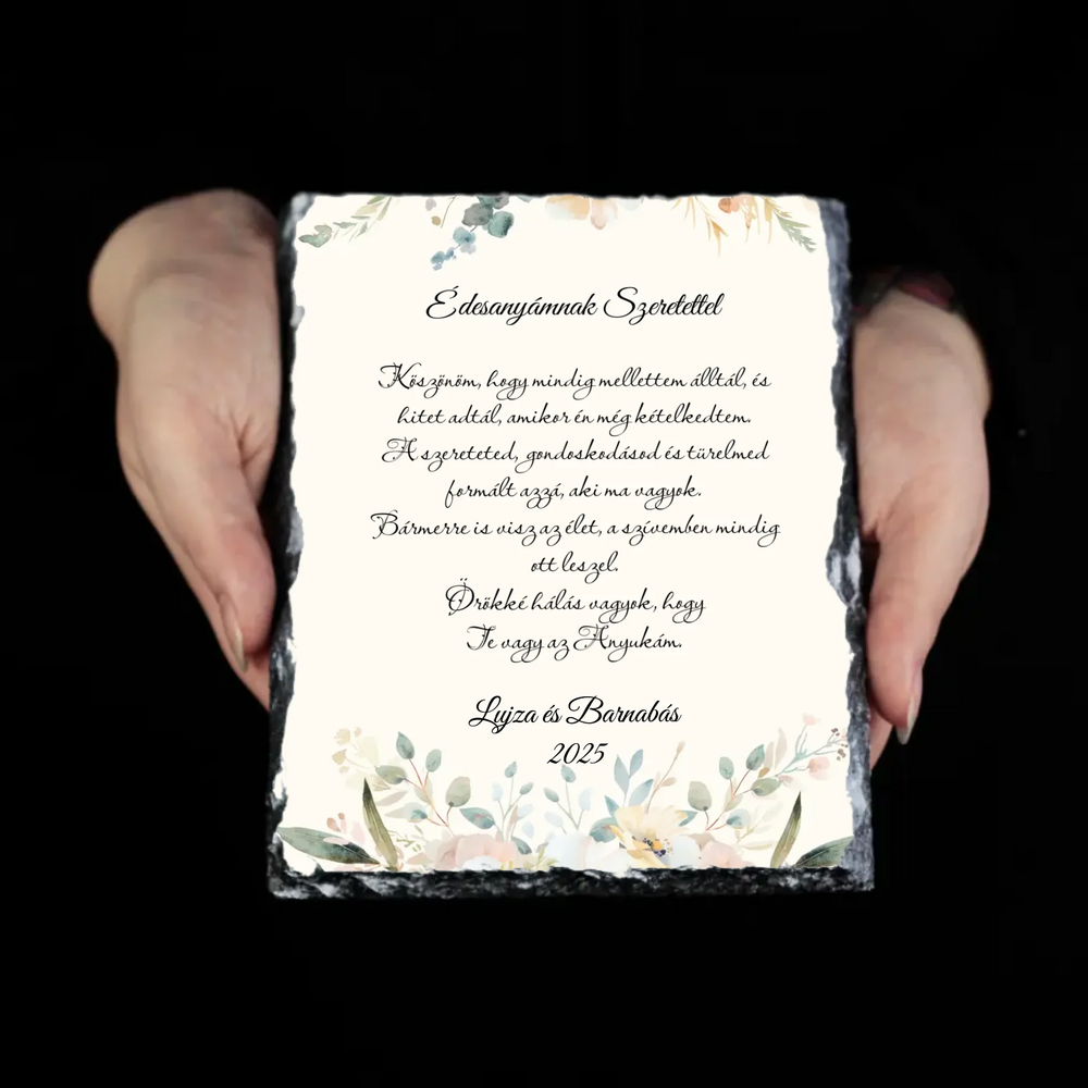 Édesanyámnak Szeretettel gránitkép - egyedi feliratos esküvői köszönőajándék Anyukáknak