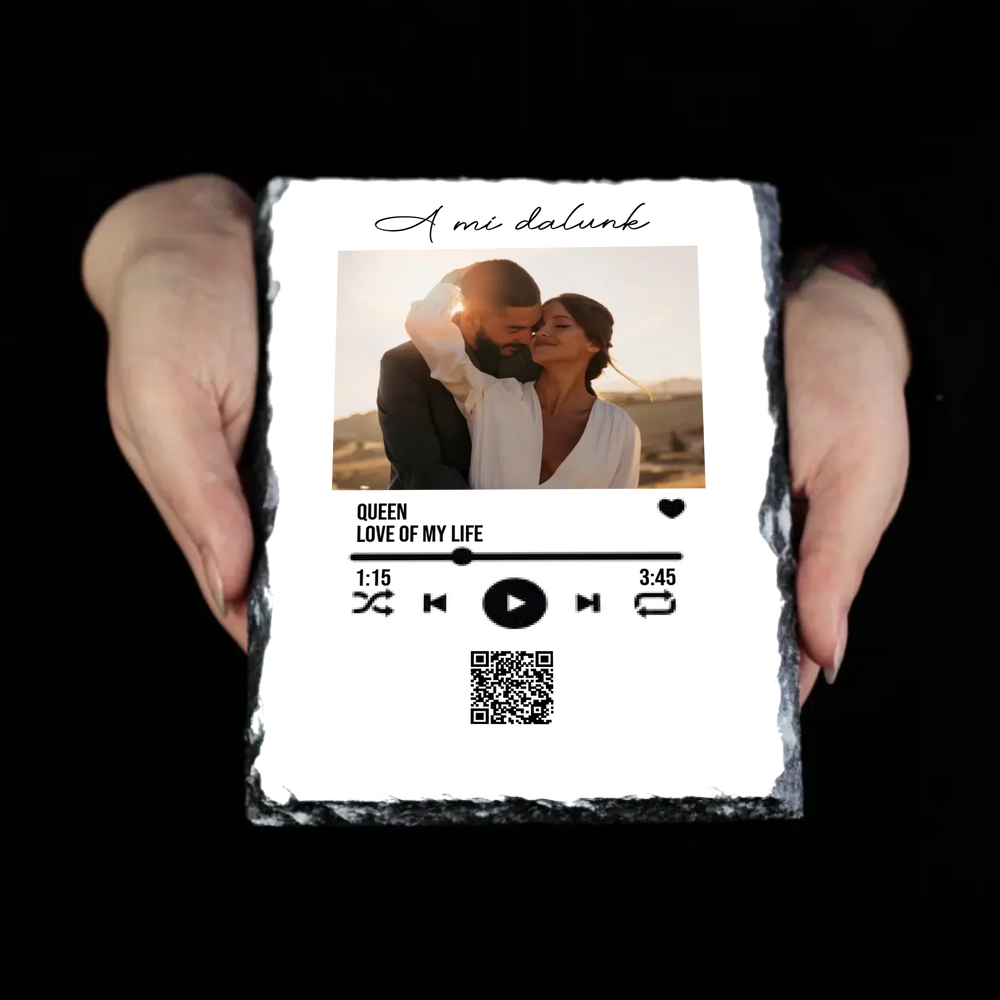 A Mi dalunk -Gránitlap szerkeszthető QR kóddal Valentin napra