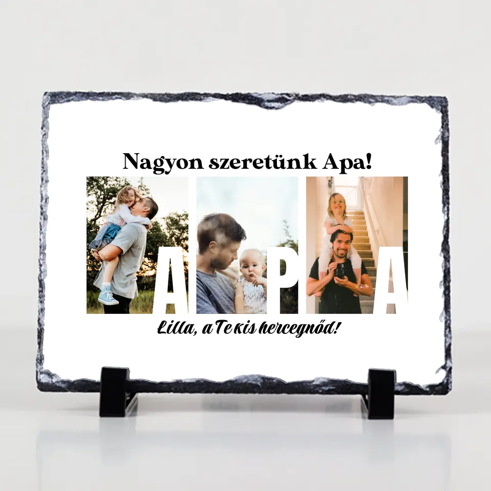 Ajándék Apának - Egyedi képes Apa szeretünk gránitlap