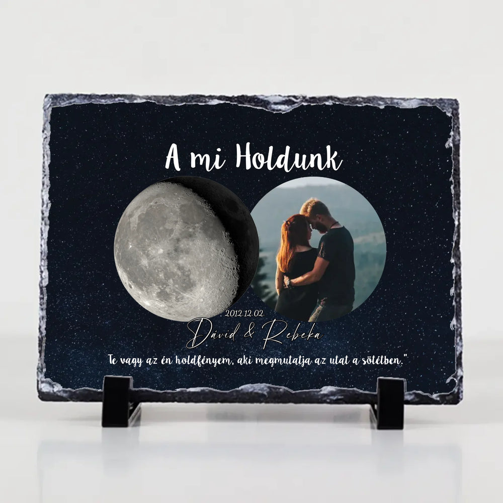 A mi holdunk - egyedi képes ajándék gránitlap szerkeszthető felirattal