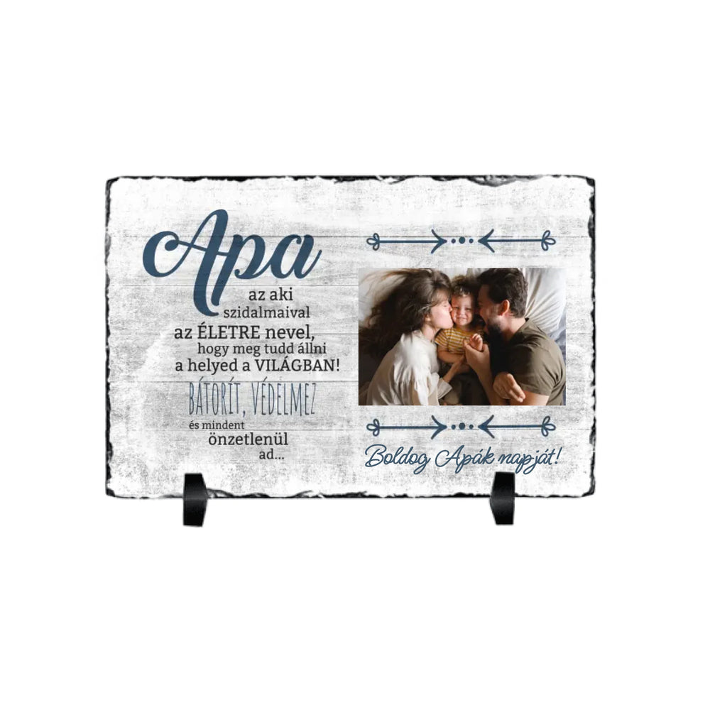 Fényképes apák napi ajándék- Apa bátorít egy életen át gránitkép