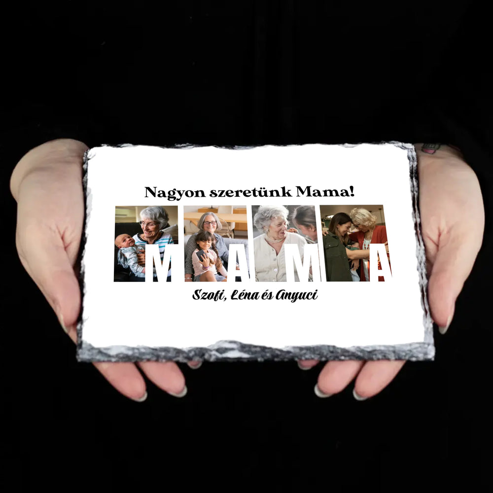 Ajándék Mamának - Egyedi képes Mama szeretünk gránitlap