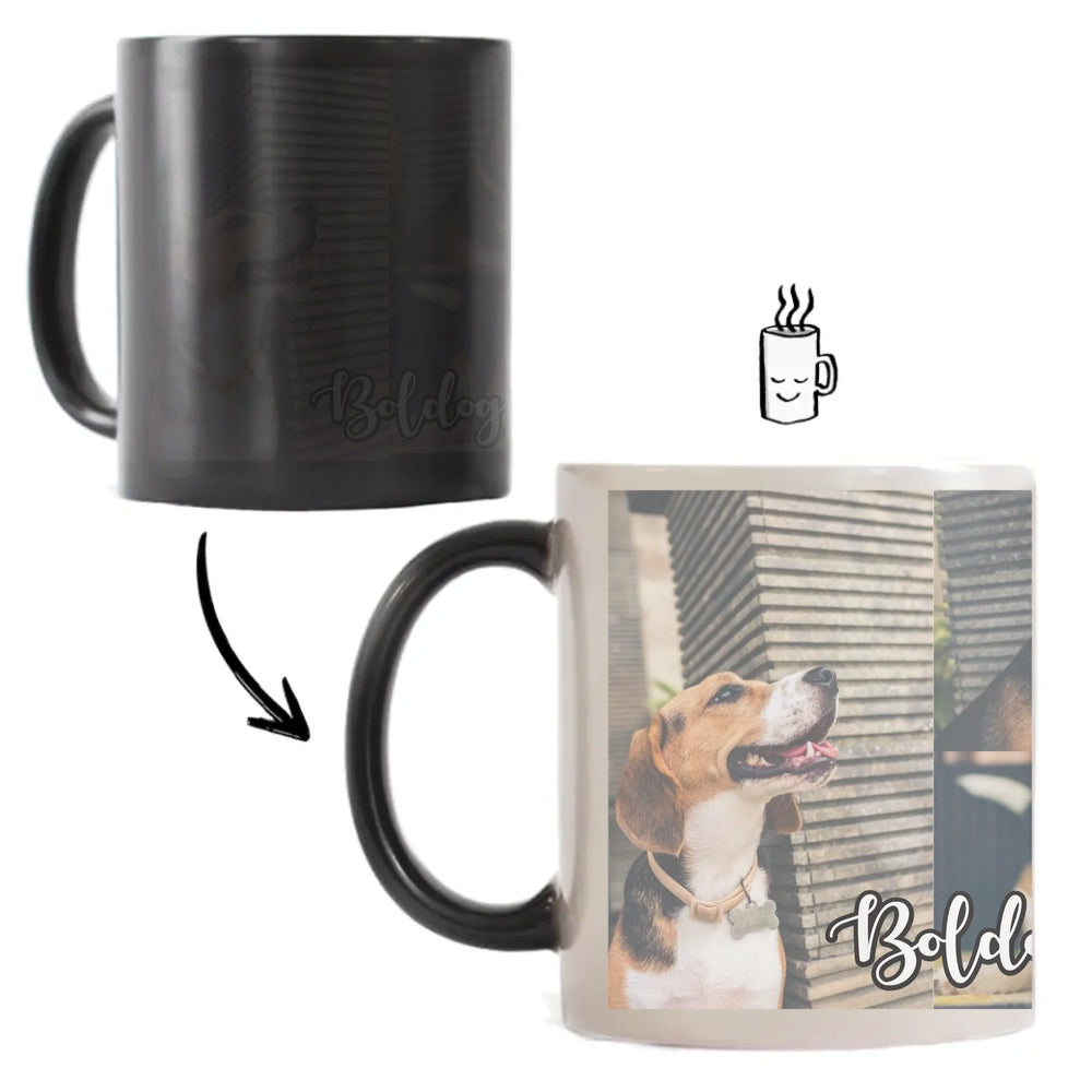 Hőre változó fényképes bögre 4 képpel egyedi felirattal