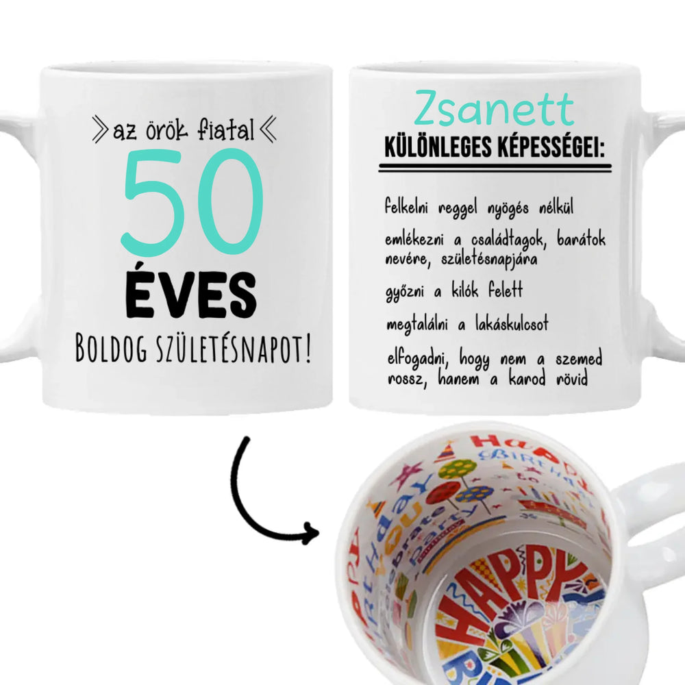 Egyedi születésnapi bögre 50. születésnapra